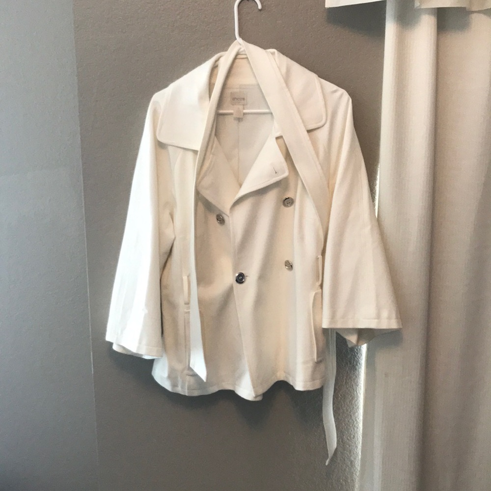 White blazer with belt